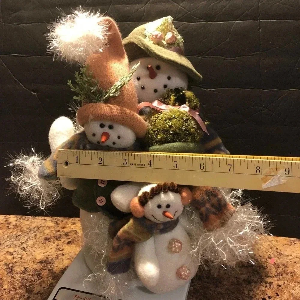 Vintage Snowman and family Beanie Plush Christmas Decor